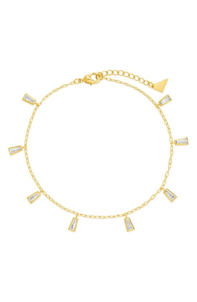 Sterling Forever Lillian Cubic Zirconia Anklet In Gold