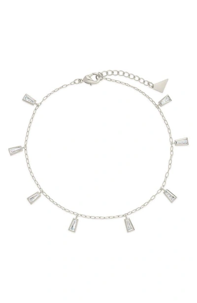 Sterling Forever Lillian Cubic Zirconia Anklet In Metallic