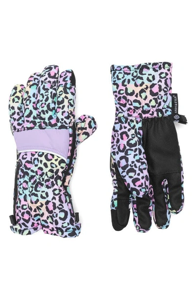Andy & Evan Toddler/child Girls Kids Zipper Gloves In Purple Leopard
