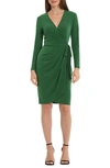 Maggy London Matte Jersey Long Sleeve Wrap Dress In Formal Garden