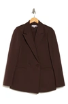 Good American Shiny Scuba Blazer In Dark Coco