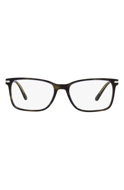 Prada 56mm Rectangular Optical Glasses In Blue Tort