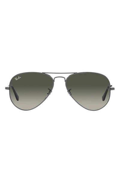 Ray Ban Small Original 55mm Aviator Sunglasses In Grey Flash