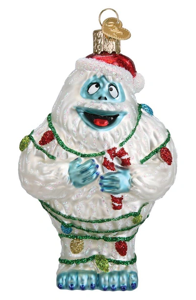 Old World Christmas Bumble Glass Ornament In White/ Turquoise