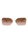 Tiffany & Co 59mm Gradient Rectangular Sunglasses In Pale Gold