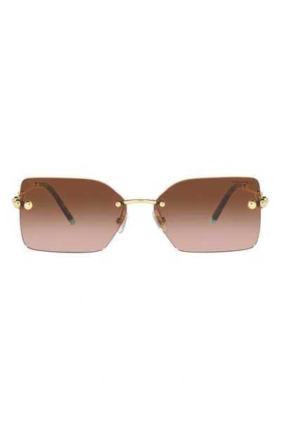 Tiffany & Co 59mm Gradient Rectangular Sunglasses In Pale Gold
