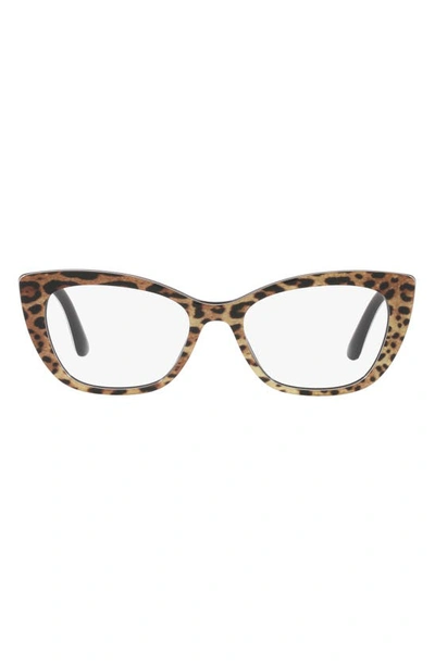 Dolce & Gabbana 54mm Cat Eye Optical Glasses In Black Brown