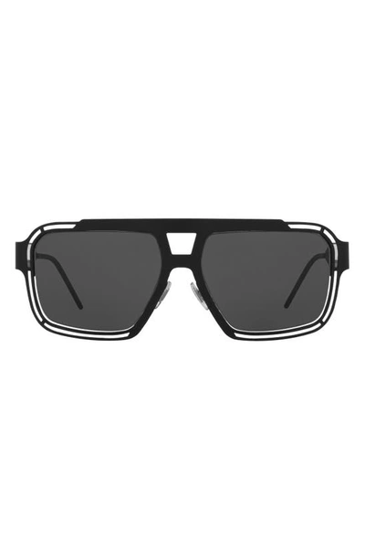 Dolce & Gabbana Emporio Armani 61mm Aviator Sunglasses In Matte Black