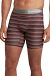 Tommy John Cool Cotton 6-inch Boxer Briefs In Cappuccino Tabloid Stripe
