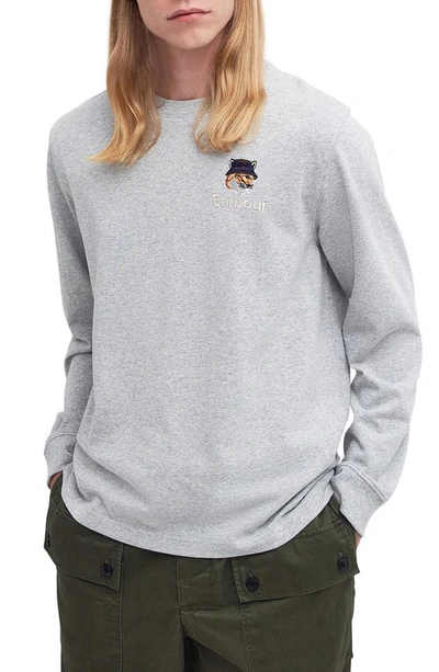 Barbour X Mk Beaufort Fox Long Sleeve Cotton Graphic T-shirt In Grey
