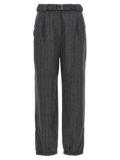 Brunello Cucinelli Pinstriped Lurex Pants In Gray