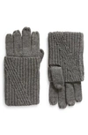 Allsaints Traveling Foldable Cuff Knit Gloves In Gray