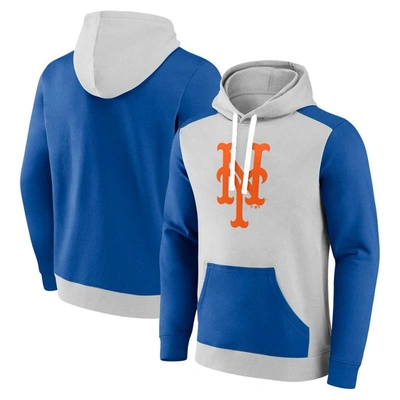 Fanatics Branded Gray/royal New York Mets Arctic Pullover Hoodie In Gray,royal