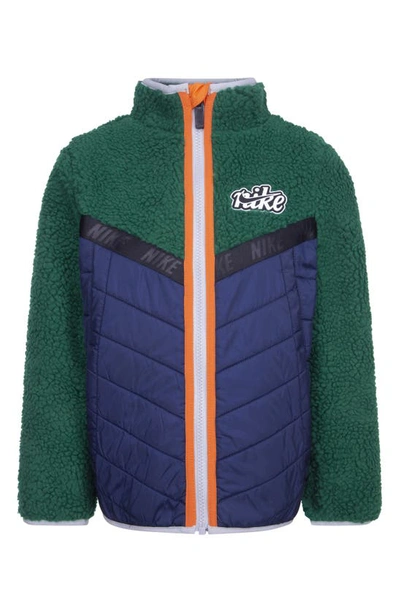 Nike Kids' Fleece Quilted Jacket In Malachite