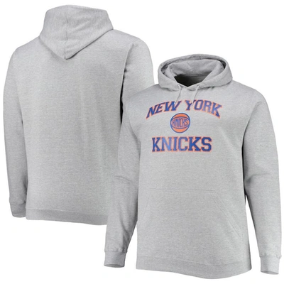 Profile Heathered Gray New York Knicks Big & Tall Heart & Soul Pullover Hoodie In Heather Gray