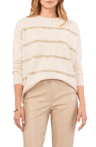 Vince Camuto Sequin Stripe Sweater In Malted