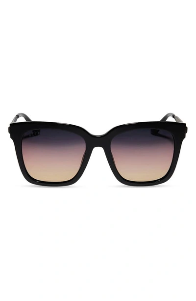 Diff Bella 54mm Gradient Square Sunglasses In Black/ Twilight Gradient