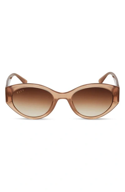 Diff Linnea 55mm Oval Sunglasses In Taupe/ Brown Gradient