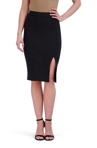 Ookie & Lala Faux Leather Midi Pencil Skirt In Black