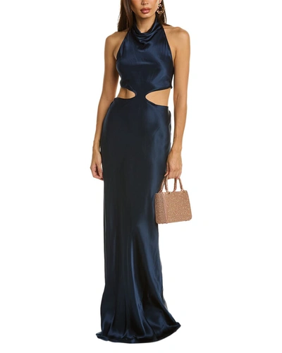 Amanda Uprichard Kaye Silk Maxi Dress In Blue