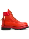 Buscemi Site Leather Lace-up Hiking Boot In Red