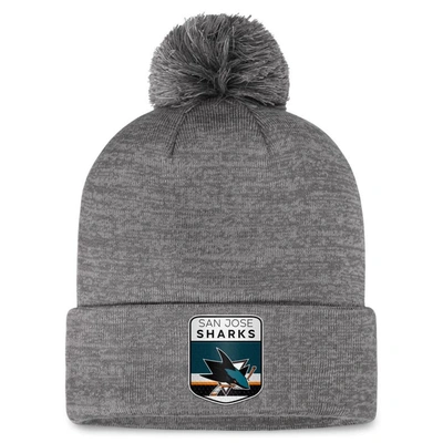 Fanatics Branded  Gray San Jose Sharks Authentic Pro Home Ice Cuffed Knit Hat With Pom