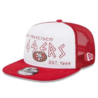New Era Men's  White, Scarlet San Francisco 49ers Banger 9fifty Trucker Snapback Hat In White,scarlet