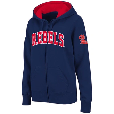 Colosseum Stadium Athletic Navy Ole Miss Rebels Arched Name Full-zip Hoodie