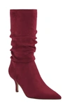Marc Fisher Manya Ruched Boot In Dark Red