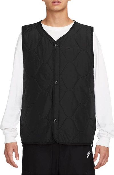 Nike Life Woven Insulated Military Vest In Black/(white)