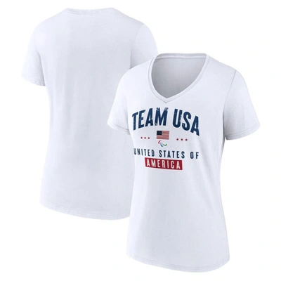 Fanatics Branded White Team Usa Paralympics Historic Freedom V-neck T-shirt