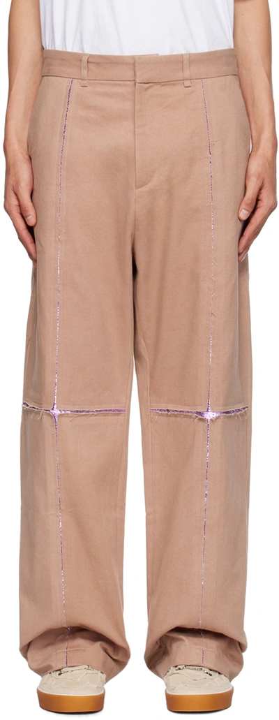 Bluemarble Metallic Ripped Cotton Trousers In Brown