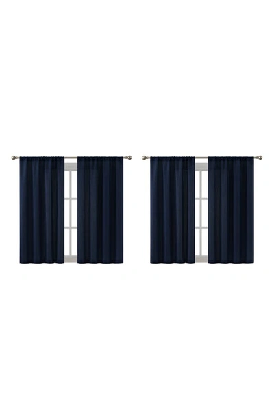 Vcny Home Hayden Waffle Set Of 4 Curtain Panels In Navy