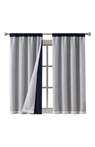 Vcny Home Set Of 2 Ellie Blackout Panel Pair Curtain Panels In Navy