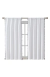 Vcny Home Meg Set Of 2 Pompom Trim Curtain Panels In Grey/ White