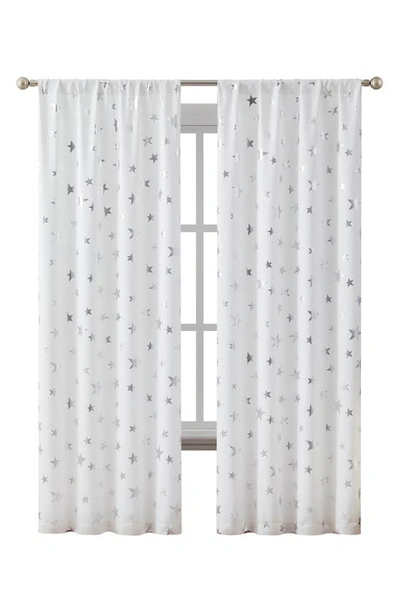 Vcny Home Set Of 2 Jacob Star Foil Panel Darkening Curtain Panels In White/ Silver