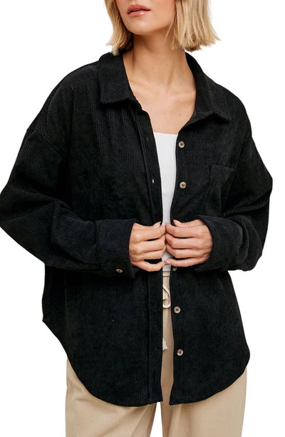 Wishlist Oversize Corduroy Shacket In Black