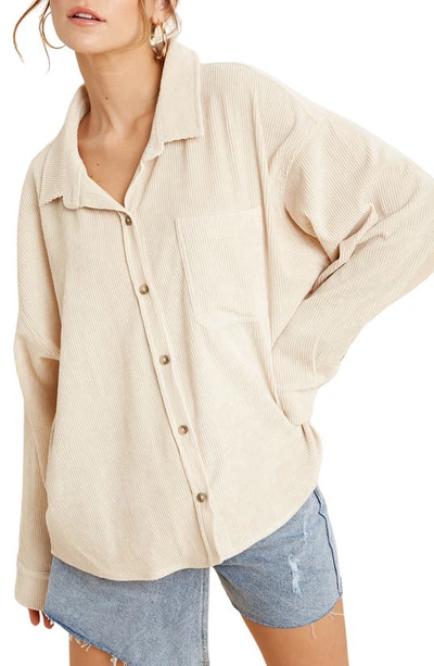 Wishlist Oversize Corduroy Shacket In Sand