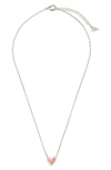 Sterling Forever Amanda Enamel Heart Pendant Necklace In Silver