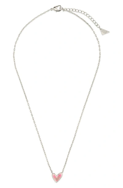 Sterling Forever Amanda Enamel Heart Pendant Necklace In Silver