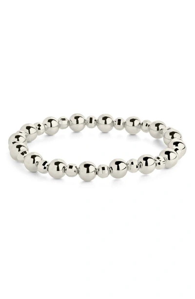 Sterling Forever Summer Beaded Stretch Bracelet In Silver