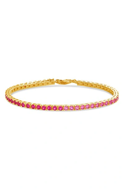 Sterling Forever Hues Of Pink Cubic Zirconia Tennis Bracelet In Gold