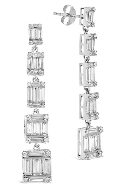 Sterling Forever Penelope Cubic Zirconia Linear Drop Earrings In Silver