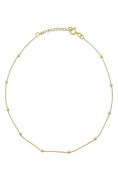 Candela Jewelry 14k Yellow Gold Beaded Ball Chain Anklet