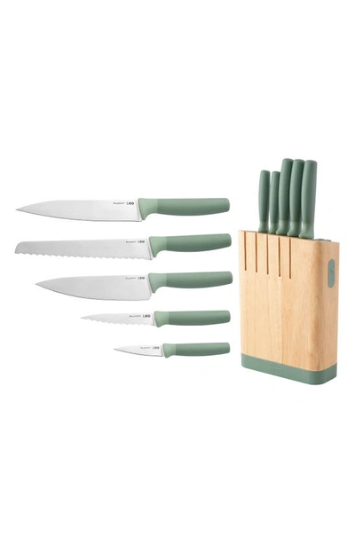 Berghoff Leo Forest Knife Block 6-piece Set In Green/ Beige