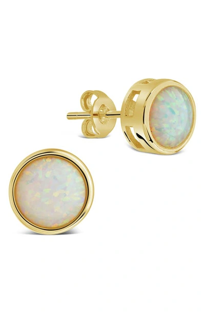 Sterling Forever Paxe Created Opal Stud Earrings In Gold