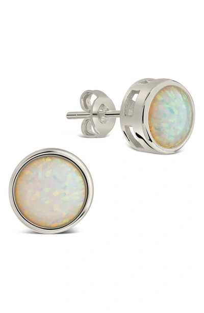 Sterling Forever Paxe Created Opal Stud Earrings In Silver