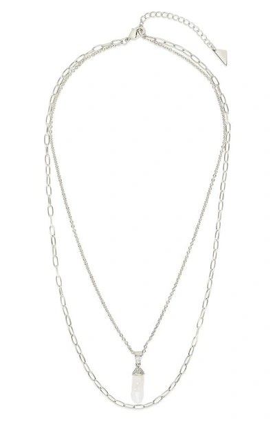 Sterling Forever Nerissa 18mm Freshwater Pearl Pendant Layered Necklace In Silver