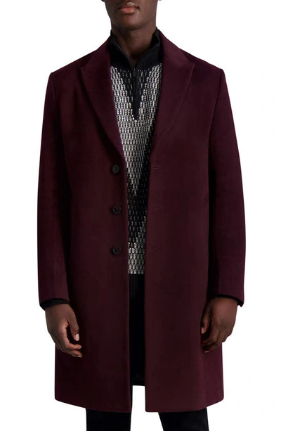 Karl Lagerfeld Wool Blend Coat In Wine