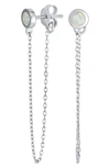 Bling Jewelry Sterling Silver Minimalist Dangling Earrings In Silver - Opal